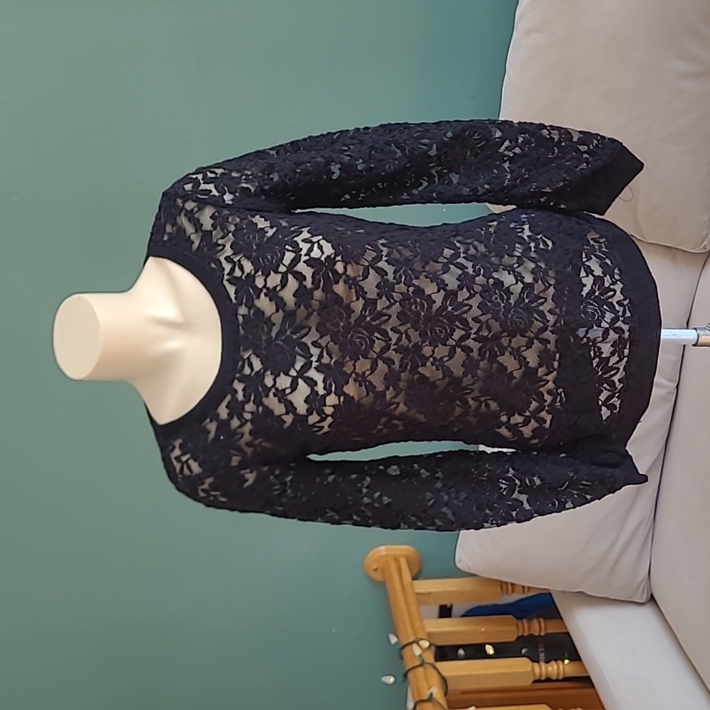Maurices Black Sheer Lace Sweater
